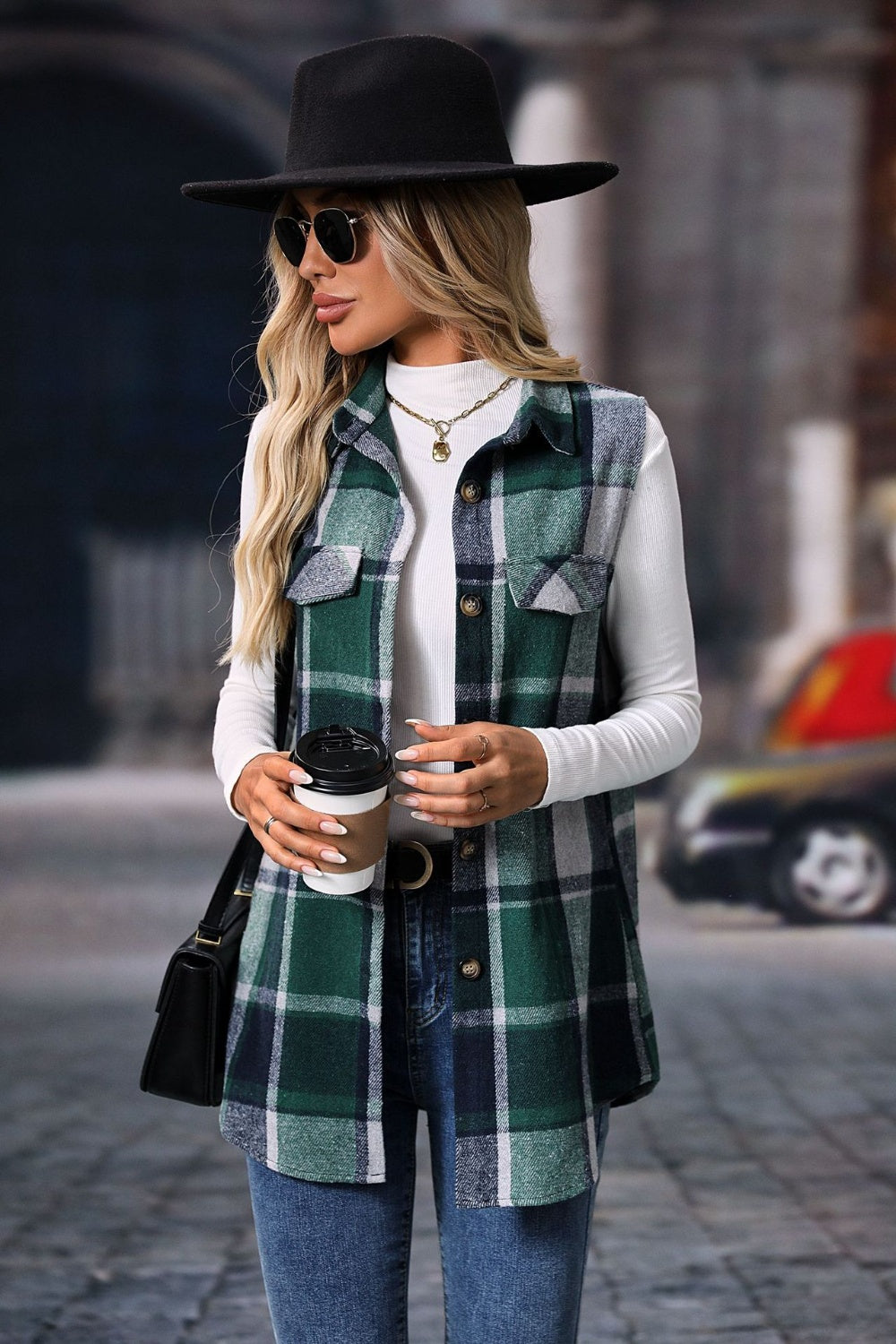 Elena Plaid Vest Coat