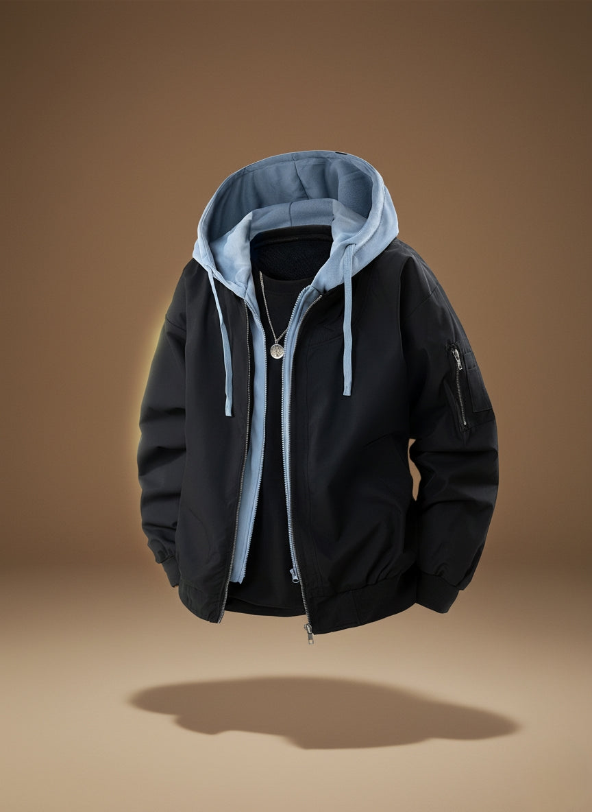 2 in 1 Hooded Bomber Jacket