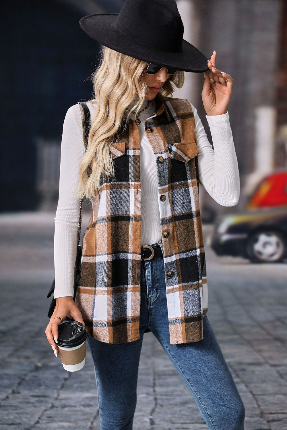 Elena Plaid Vest Coat