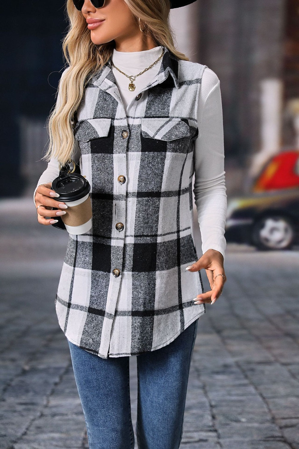 Elena Plaid Vest Coat