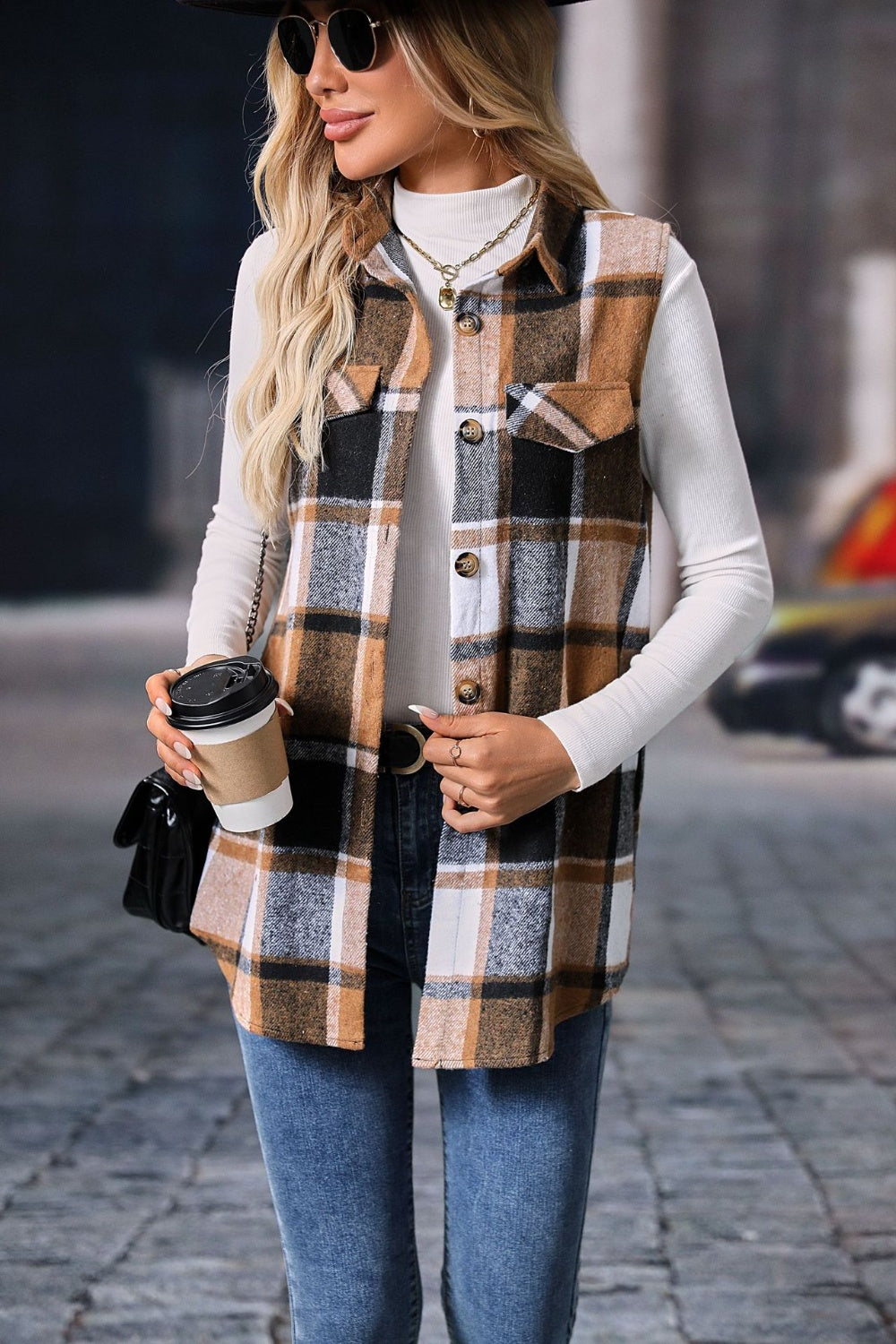 Elena Plaid Vest Coat