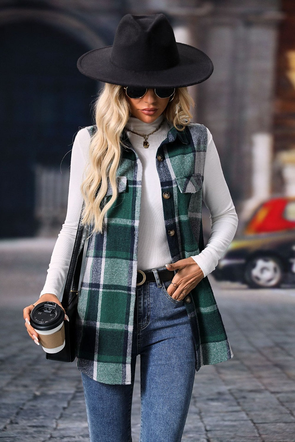 Elena Plaid Vest Coat