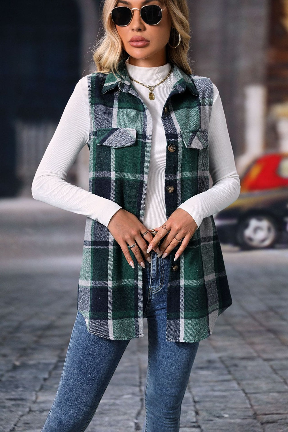 Elena Plaid Vest Coat