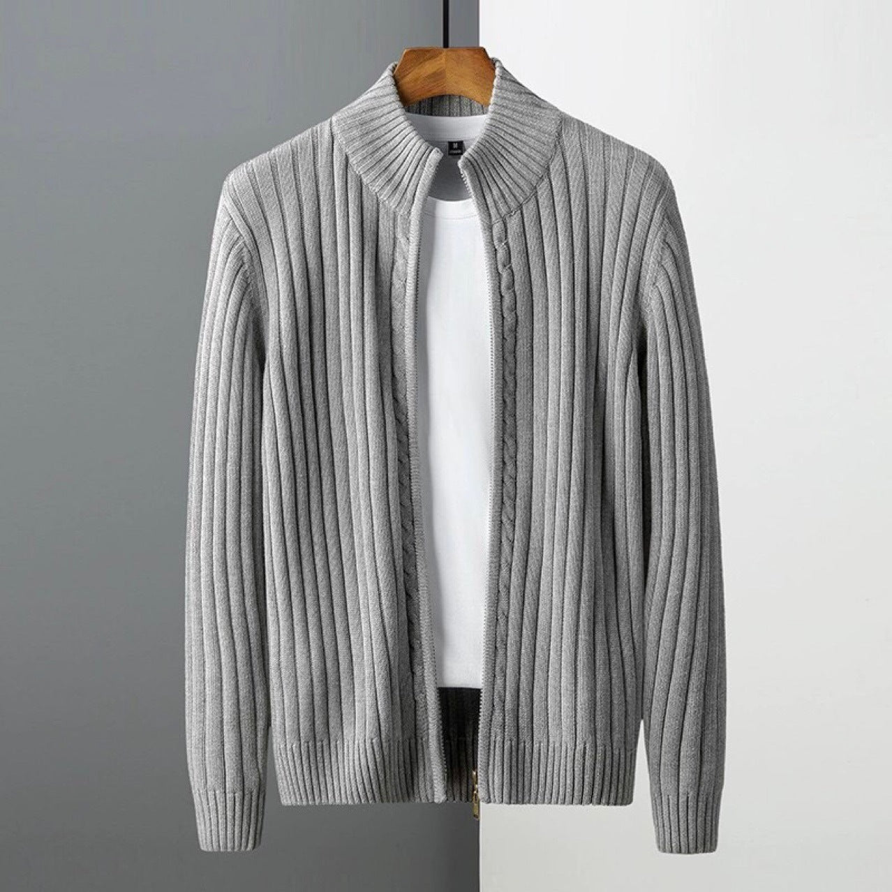 Luca Ribbed Zip Cardigan