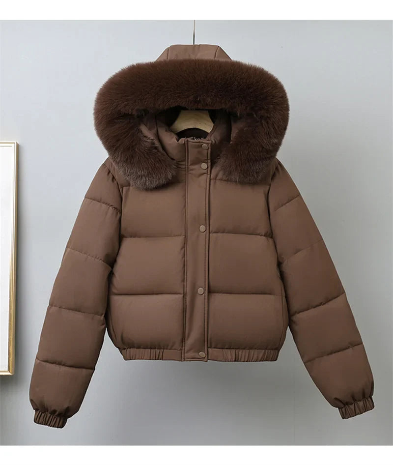 Averna Short Padded Fur-Collar Jacket